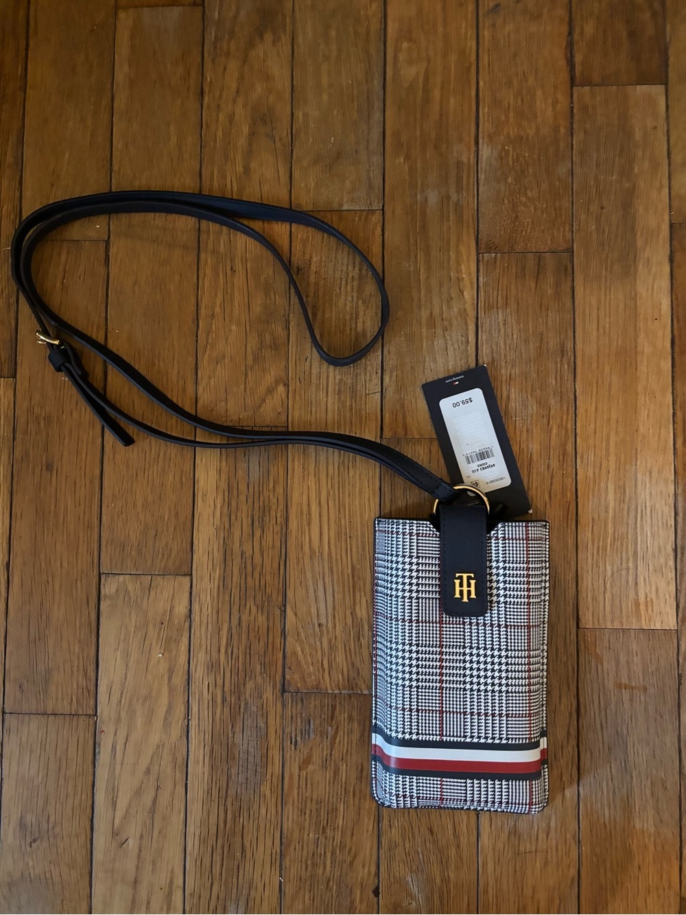 BNWT by Tommy Hilfiger Black Plaid Mini Crossbody Phone Bag